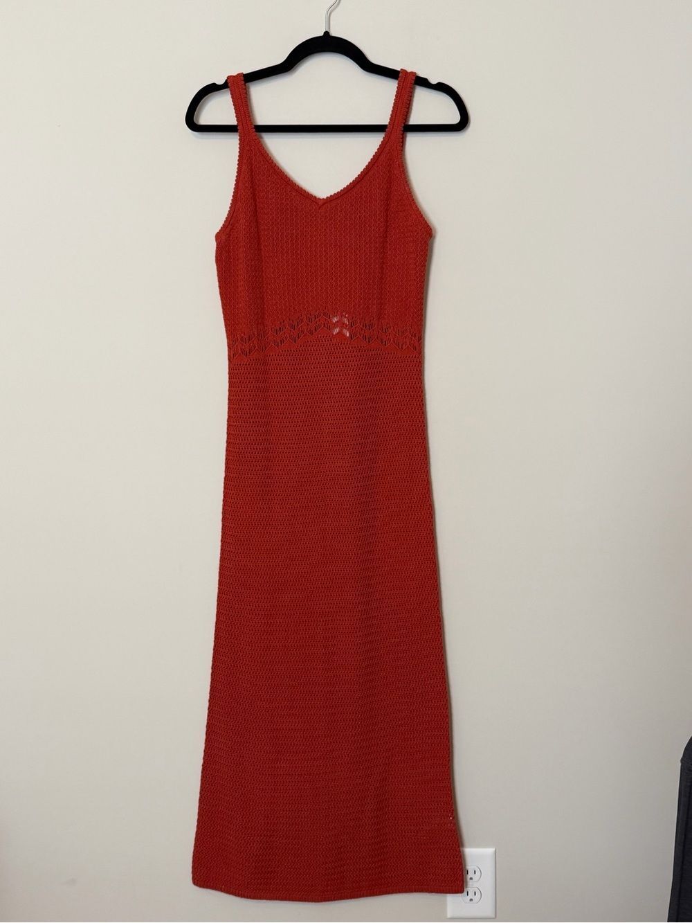 Old Navy Crochet Midi Dress Medium Rust Orange Sleeveless Cotton NWT